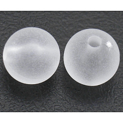 Transparent Acrylic Round Beads, Frosted, White, about 12mm in diameter, hole: 2mm(X-PL720)