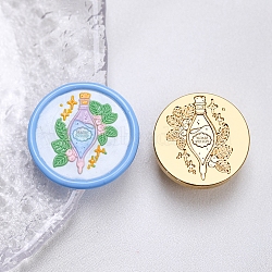 Wax Seal Brass Stamp Head, Magic Bottle Pattern, for Wax Seal Stamp, Golden, 30x14.5mm, Hole: 7mm(AJEW-G056-02B)