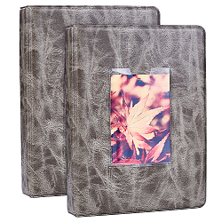 4 Inch PU Leather Photo Album, Picture Photo Holder Memory Book with 64 Pockets, Rectangle, Gray, 173x128.5x30mm, Inner Diameter: 55x86mm and 75x102mm, 16 sheets, 64 pages/book(AJEW-WH0248-396A)