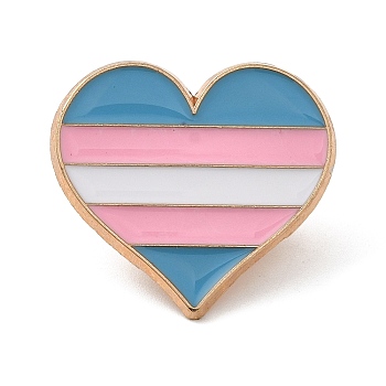 Transgender Pride Rainbow Theme Enamel Pins, Light Gold Alloy Brooches for Backpack Clothes, Heart, 23x25x1.5mm