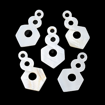 Natural Freshwater Shell Pendants, Gourd Charms, Navajo White, 44.5~45x22.5~23.5x2.5mm, Hole: 4.5mm