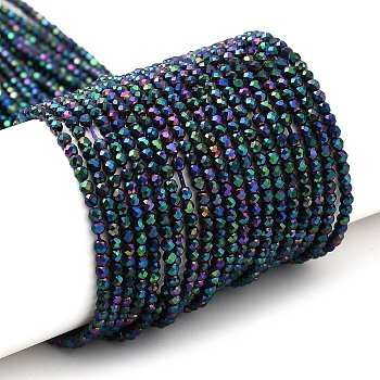 Electroplate Glass Beads Strands, Full Plated, Faceted Round, AB Color Plated, 2mm, Hole: 0.7mm, about 184~187pcs/strand, 14.45''(36.7cm)