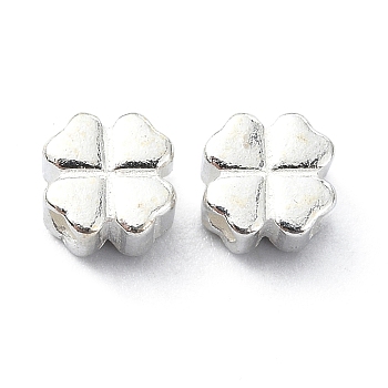 925 Sterling Silver Spacer Beads, Four Leaf Clover, Silver, 5x5x3mm