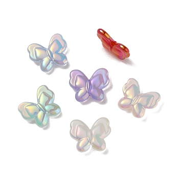 UV Plating Rainbow Iridescent Imitation Jelly Acrylic Beads, Butterfly, Mixed Color, 19x22.5x6mm, Hole: 2.5mm