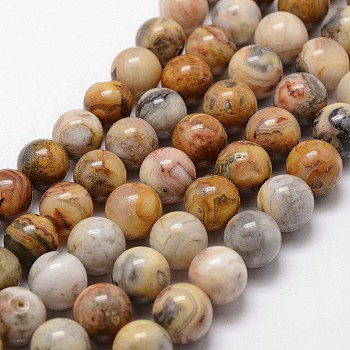 Natural Crazy Lace Agate Beads Strands, Round, 8mm, Hole: 1mm, about 49pcs/strand, 15 inch