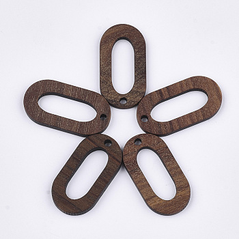 Walnut Wood Pendants, Oval, Saddle Brown, 28x15x2.5~3mm, Hole: 2mm