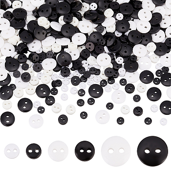 600Pcs 6 Style Nylon & Resin Tiny Button Sets, Micro Buttons, Sewing Buttons, 2-Hole, Mixed Color, 4.5x1.5mm, Hole: 0.8mm, 100pcs/style