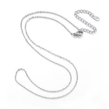 304 Stainless Steel Necklaces, Cable Chain Necklaces, Stainless Steel Color, 17.32 inch(44cm)