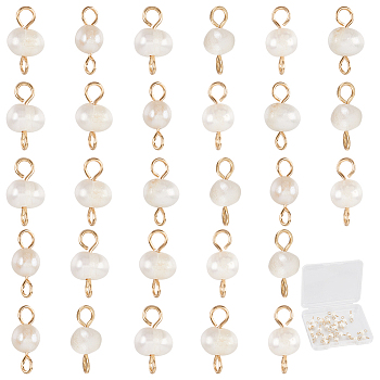 30Pcs Natural Cultured Freshwater Pearl Connector Charms, Potato Links with Golden Golden Plated 304 Stainless Steel Double Loops, Golden, 12mm, Hole: 2.2mm