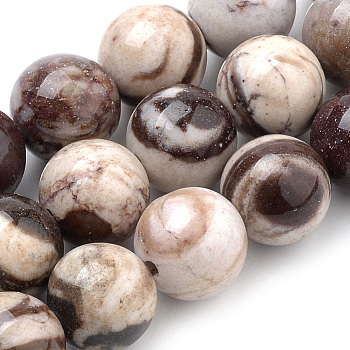 Natural Zebra Jasper Beads Strands, Round, 8mm, Hole: 1mm, about 50pcs/strand, 15.7 inch