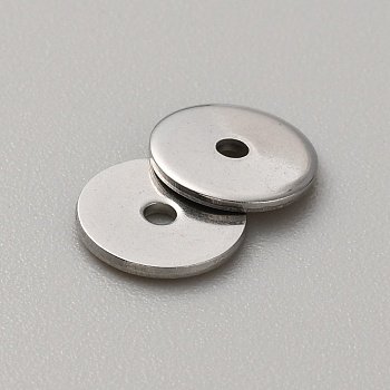 304 Stainless Steel Spacer Beads, Flat Round/Disc, Stainless Steel Color, 6mm