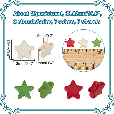 nbeads 6 hebras 3 colores hebras de cuentas de turquesa sintética teñidas(G-NB0004-49)-2