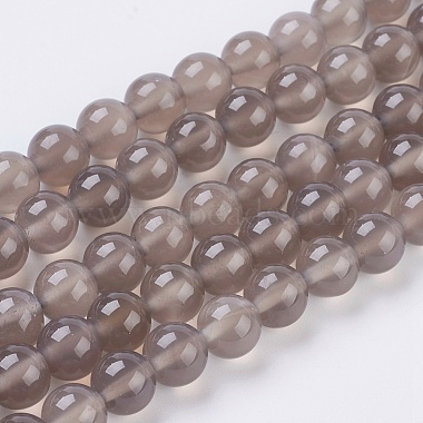 8mm LightGrey Round Natural Agate Beads