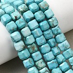 Natural Howlite Bead Strands, Cube, Faceted, Dyed, 5.5~6x5.5~6x5.5~6mm, Hole: 1mm, about 61~66pcs/strand, 15.12~15.43''(38.4~39.2cm)(G-H345-C01-01)