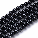 Natural Black Onyx Round Bead Strands, Dyed & Heated, 8~8.5mm, Hole: 1mm, about 47pcs/strand, 15.5 inch(X-G-T055-8mm-10)