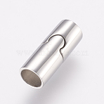 Tarnish Resistant 304 Stainless Steel Magnetic Clasps with Glue-in Ends, Column, Stainless Steel Color, 20mm, Hole: 6mm(X-STAS-E138-02P)