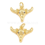 Brass Micro Pave Clear Cubic Zirconia Pendants, Cattle Charms, Real 16K Gold Plated, 13.5x18.5x4.5mm, Hole: 3.5mm(CU-CBAFB88-04G)