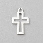 Alloy Pendant, Cross, Silver, 17.5x10.5x1.5mm, Hole: 1.4mm(FIND-WH0519-62E)