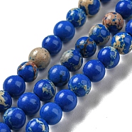 Synthetic Imperial Jasper Dyed Beads Strands, Round, Blue, 4mm, Hole: 1mm, about 91pcs/strand, 14.88''~14.96"(37.8~38cm)(G-D077-A01-02A)