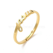 Ion Plating(IP) 304 Stainless Steel Word Adjustable Ring, Real 18K Gold Plated, Inner Diameter: 17mm(RJEW-L107-028G)