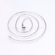 304 Stainless Steel Cable Chains Necklaces, with Lobster Claw Clasps, Stainless Steel Color, 16.5 inch(42cm), 1.6mm(NJEW-F221-08P)