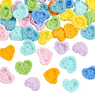 40Pcs 8 Colors Handicraft Cotton Knitting Heart Ornament Accessories, for DIY Costume, Hat, Bag, Mixed Color, 19~19.5x21.5~24.5x4~5mm, 5pcs/color(FIND-FG0001-79)
