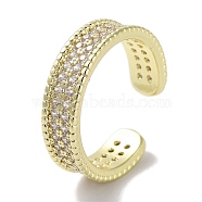 Brass Micro Pave Cubic Zirconia Cuff Rings, Long-Lasting Plated, Golden, 6mm, Inner Diameter: 18mm(RJEW-G310-13G)
