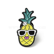 Cool Enamel Pins, Black Alloy Brooch for Backpack Clothes, Pineapple, 29x15x1.5mm(JEWB-P030-F01)