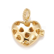 Brass Diffuser Locket Pendants, Picture Frame Charms for Necklace, Lead Free & Cadmium Free, Heart, Real 18K Gold Plated, 19x23x8mm, Hole: 5x3.5mm, Inner Diameter: 14x16mm(KK-A161-35G)