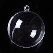 Openable Transparent Plastic Pendants, Fillable Plastic Bauble Christmas Ornament, Round, Clear, 6.8x6cm, Hole: 4mm, Inner Size: 5.7cm(CON-K007-06H)
