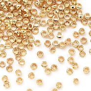 Brass Crimp Beads, Column, Light Gold, 2x1.5mm, Hole: 1mm(KK-S509-01KCG-02)