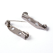 Iron Brooch Findings, Back Bar Pins, with Two Holes, Platinum, 20x5mm, Pin: 0.8mm, Hole: 2mm(X-IFIN-S525-20mm)