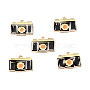 Zinc Alloy Pendants, with Enamel, Camera, Black, 16x21x1.5mm, Hole: 2mm(ENAM-C003-09)