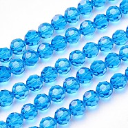 Imitation Austrian Crystal Bead Strands, Grade AAA, Faceted(32 Facets) Round, Dodger Blue, 6mm, Hole: 0.7~0.9mm, about 68pcs/strand, 15.7 inch(G-M181-6mm-25A)