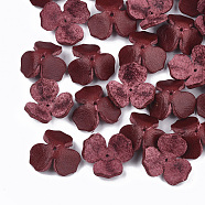 3-Petal Eco-Friendly Cowhide Bead Cap, Flower, Dark Red, 14~15x15~16x6~8mm, Hole: 1.5mm(FIND-T045-42D)