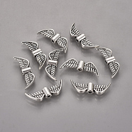 Tibetan Style Alloy Beads, Cadmium Free & Nickel Free & Lead Free, Angel Wing, Antique Silver, 7.5x21.5x3mm, Hole: 1mm(LF10272Y-NF)
