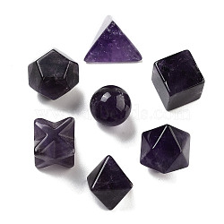 7Pcs Natural Amethyst Beads, No Hole/Undrilled, Round & Cube & Merkaba Star, Mixed Shapes, 15~22x15~22x15~21mm(G-H007-05D)