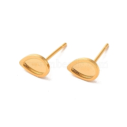 Teardrop 304 Stainless Steel Studs Earrings, with 201 Stainless Steel Findings, Golden, Tray: 6x4mm, 8x6mm, Pin: 12x0.8mm(STAS-H193-03G)