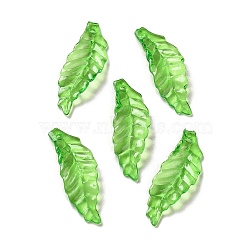 Transparent Acrylic Pendant, Leaf, Lawn Green, 28x10.5x1.5mm, Hole: 1.2mm, 2000pcs/500g(OACR-E039-69A)