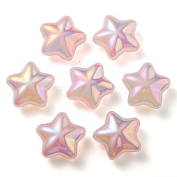 UV Plating Rainbow Iridescent Imitation Jelly Acrylic Beads, Star, Pink, 19x20x9mm, Hole: 2mm(OACR-C007-07E)