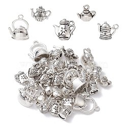 30Pcs 6 Styles Tibetan Style Alloy Charms, Teapot, Antique Silver, 11~20x12~17x3~9mm, Hole: 1.4~2mm, 5pcs/style(TIBEP-YW0001-77)