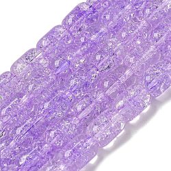 Transparent Crackle Glass Beads Strands, Column, Medium Orchid, 11x8mm, Hole: 1.2mm, about 36pcs/strand, 15.35''(39cm)(GLAA-NH0001-04F)