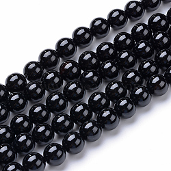 Natural Black Onyx Round Bead Strands, Dyed & Heated, 8~8.5mm, Hole: 1mm, about 47pcs/strand, 15.5 inch(X-G-T055-8mm-10)