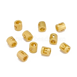 Alloy Hollow Pendant Beads, Barrel with Letter, Matte Gold Color, Letter.E, 6.5x5mm, Hole: 3.5mm(PALLOY-P242-01MG-E)