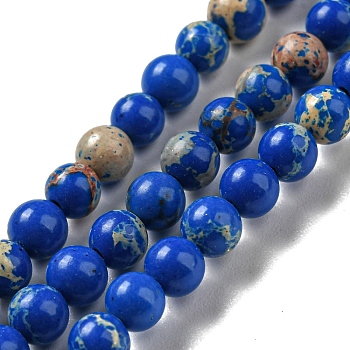 Synthetic Imperial Jasper Dyed Beads Strands, Round, Blue, 4mm, Hole: 1mm, about 91pcs/strand, 14.88''~14.96"(37.8~38cm)