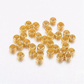 Brass Crimp Beads, Rondelle, Golden, 2x3mm, Hole: 2mm