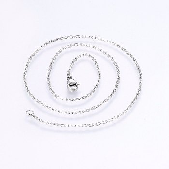 304 Stainless Steel Cable Chains Necklaces, with Lobster Claw Clasps, Stainless Steel Color, 16.5 inch(42cm), 1.6mm