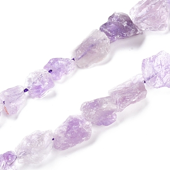 Natural Amethyst Beads Strands, Rough Raw Stone, Nuggets, 11~25x11~20mm, Hole: 1.2mm, about 12~15pcs/strand, 7.48 inch~7.87 inch(19~20cm)