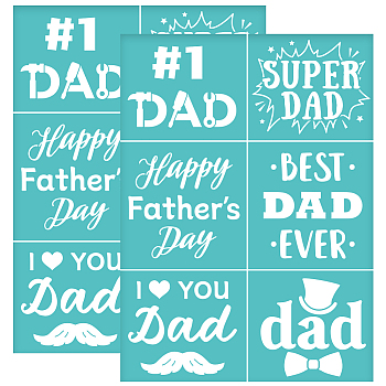 Self-Adhesive Silk Screen Printing Stencil, for Painting on Wood, DIY Decoration T-Shirt Fabric, Turquoise, Father's Day Themed Pattern, 195x140mm