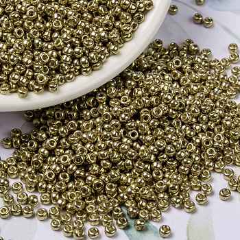 MIYUKI Round Rocailles Beads, Japanese Seed Beads, (RR4204) Duracoat Galvanized Champagne, 8/0, 3mm, Hole: 1mm, about 422~455pcs/bottle, 10g/bottle
